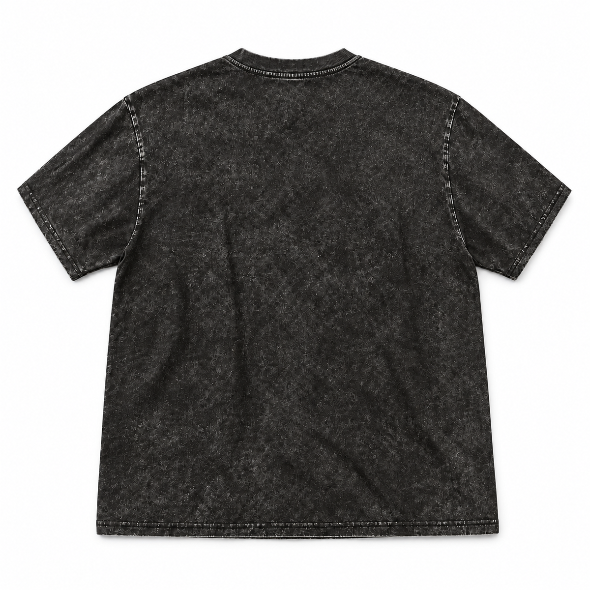 Back view of the black washed crewneck T-shirt.