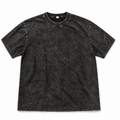 Front view of the black washed crewneck T-shirt on a white background.