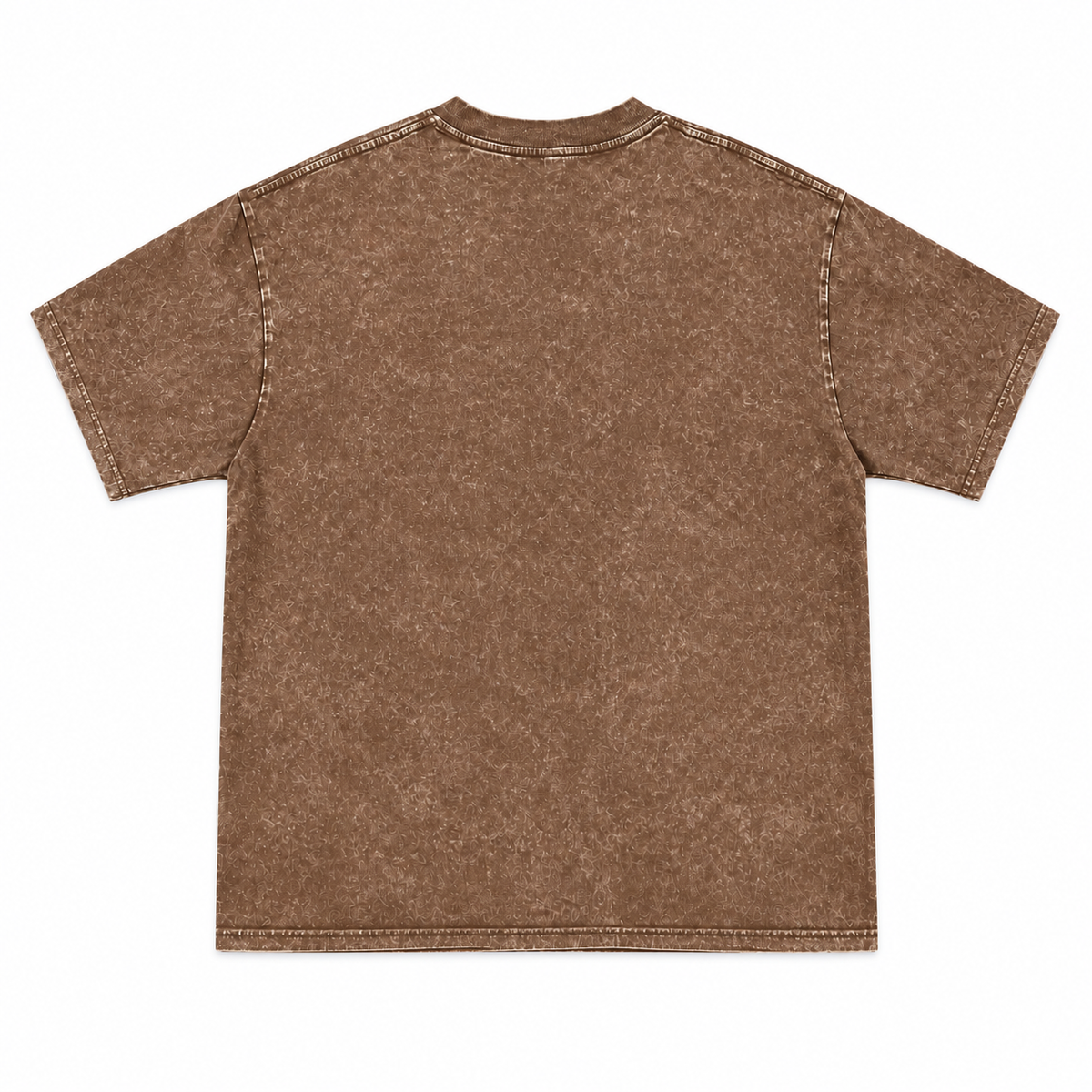 Back view of the brown washed crewneck T-shirt.