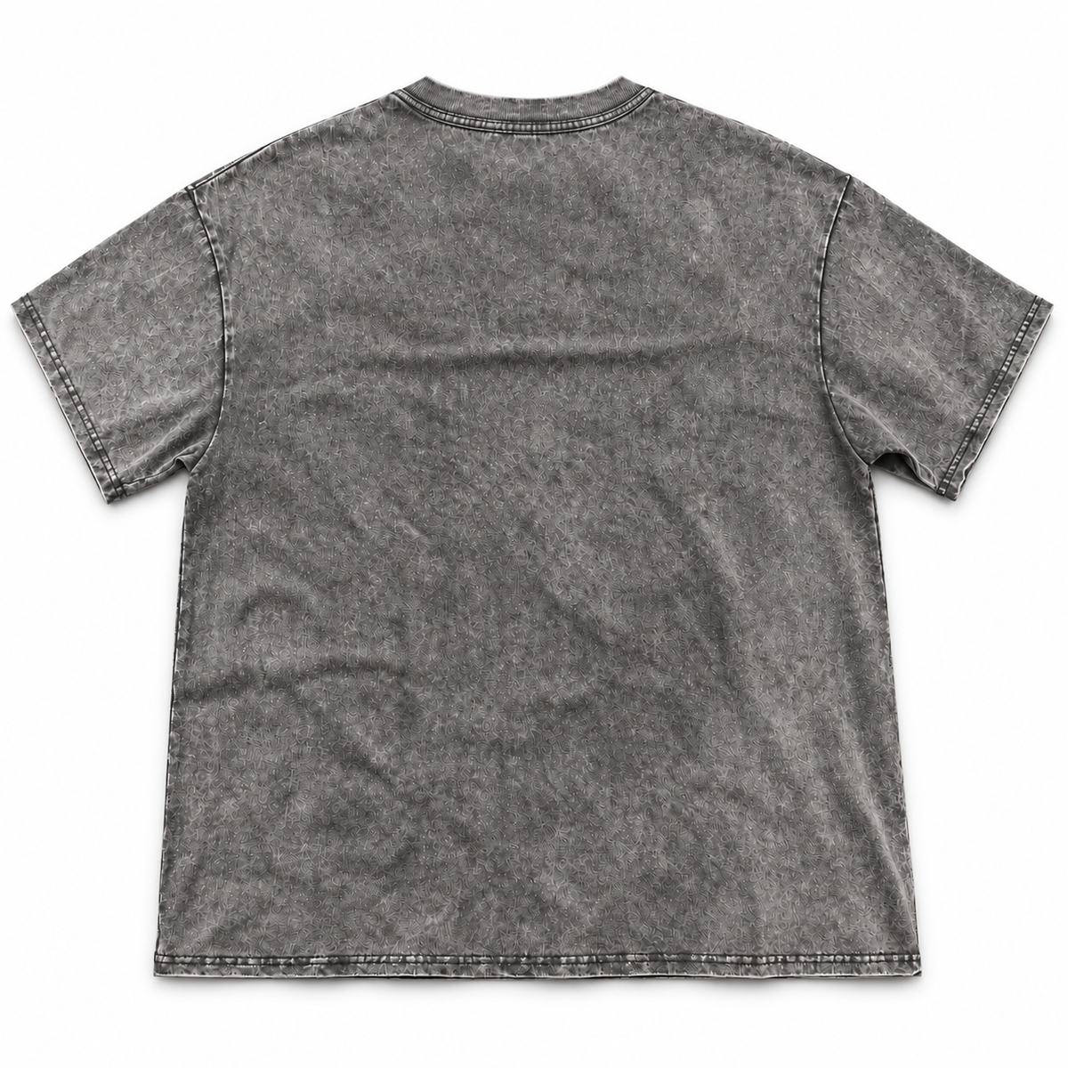 Back view of the grey washed crewneck T-shirt.